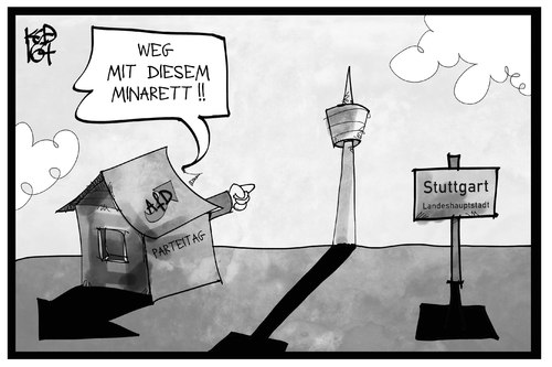 Cartoon: AfD-Parteitag (medium) by Kostas Koufogiorgos tagged karikatur,koufogiorgos,illustration,cartoon,afd,stuttgart,partei,parteitag,minarett,fernsehturm,sehenswürdigkeit,wahrzeichen,islam,islamfeindlichkeit,religion,symbol,karikatur,koufogiorgos,illustration,cartoon,afd,stuttgart,partei,parteitag,minarett,fernsehturm,sehenswürdigkeit,wahrzeichen,islam,islamfeindlichkeit,religion,symbol