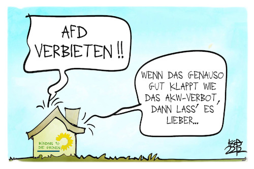 Cartoon: AfD-Verbot (medium) by Kostas Koufogiorgos tagged karikatur,koufogiorgos,grüne,afd,verbot,akw,atomenergie,partei,karikatur,koufogiorgos,grüne,afd,verbot,akw,atomenergie,partei