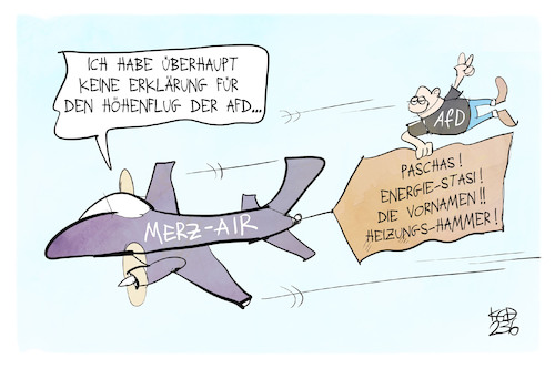 Cartoon: Afd im Höhenflug (medium) by Kostas Koufogiorgos tagged karikatur,koufogiorgos,afd,höhenflug,merz,flugzeug,energie,stasi,rethorik,pascha,karikatur,koufogiorgos,afd,höhenflug,merz,flugzeug,energie,stasi,rethorik,pascha