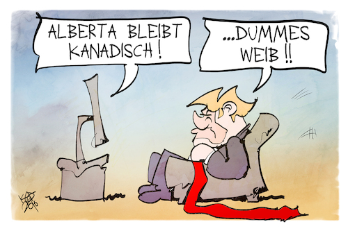 Cartoon: Alberta (medium) by Kostas Koufogiorgos tagged karikatur,koufogiorgos,alberta,kanada,trump,weib,karikatur,koufogiorgos,alberta,kanada,trump,weib