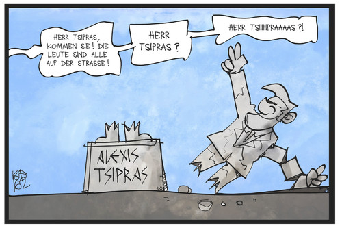 Cartoon: Alexis Tsipras (medium) by Kostas Koufogiorgos tagged karikatur,koufogiorgos,illustration,cartoon,alexis,tsipras,statue,denkmal,generalstreik,griechenland,sturz,fall,protest,demonstration,karikatur,koufogiorgos,illustration,cartoon,alexis,tsipras,statue,denkmal,generalstreik,griechenland,sturz,fall,protest,demonstration