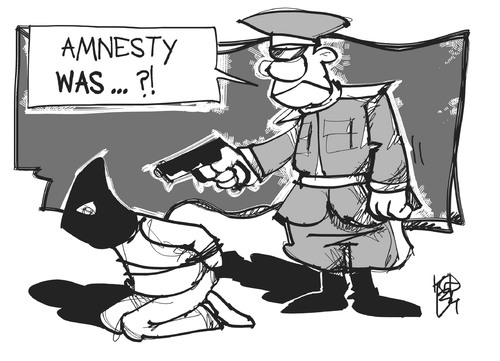 Cartoon: Amnesty International (medium) by Kostas Koufogiorgos tagged amnesty,international,hinrichtung,todesstrafe,henker,justiz,karikatur,kostas,koufogiorgos,amnesty,international,hinrichtung,todesstrafe,henker,justiz,karikatur,kostas,koufogiorgos