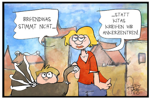 Cartoon: Ankerzentren statt Kitas (medium) by Kostas Koufogiorgos tagged ankerzentrum,kita,bildung,koufogiorgos,karikatur,ankerzentrum,kita,bildung,koufogiorgos,karikatur