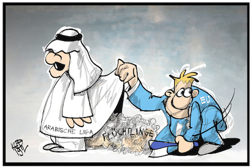 Cartoon: Arabisch-europäischer Gipfel (medium) by Kostas Koufogiorgos tagged karikatur,koufogiorgos,illustration,cartoon,aranisch,europäisch,eu,arabische,liga,ägypten,scheich,flüchtlingspolitik,verdrängung,migration,gipfel,treffen,karikatur,koufogiorgos,illustration,cartoon,aranisch,europäisch,eu,arabische,liga,ägypten,scheich,flüchtlingspolitik,verdrängung,migration,gipfel,treffen