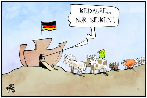 Cartoon: Arche Deutschland (medium) by Kostas Koufogiorgos tagged karikatur,koufogiorgos,illustration,cartoon,noah,arche,evakuierung,sieben,afghanistan,karikatur,koufogiorgos,illustration,cartoon,noah,arche,evakuierung,sieben,afghanistan