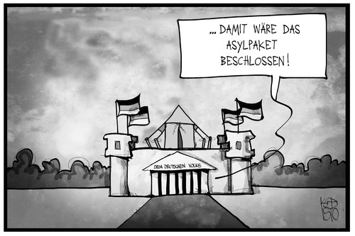 Cartoon: Asylpaket (medium) by Kostas Koufogiorgos tagged karikatur,koufogiorgos,illustration,cartoon,asylpaket,reichstag,bundestag,kuppel,zelt,parlament,flüchtlingskrise,flüchtlingspolitik,gesetzespaket,politik,karikatur,koufogiorgos,illustration,cartoon,asylpaket,reichstag,bundestag,kuppel,zelt,parlament,flüchtlingskrise,flüchtlingspolitik,gesetzespaket,politik