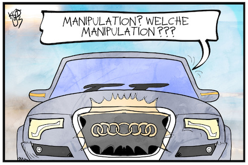 Cartoon: Audi manipuliert (medium) by Kostas Koufogiorgos tagged karikatur,koufogiorgos,illustration,cartoon,audi,autobauer,automobilindustrie,wirtschaft,dieselgate,betrug,manipulation,logo,karikatur,koufogiorgos,illustration,cartoon,audi,autobauer,automobilindustrie,wirtschaft,dieselgate,betrug,manipulation,logo