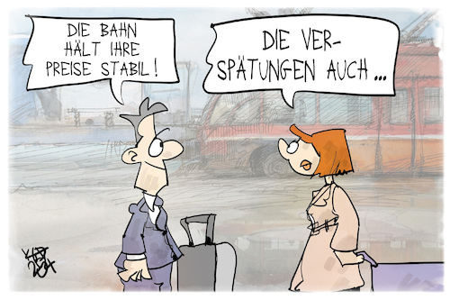 Cartoon: Bahn (medium) by Kostas Koufogiorgos tagged karikatur,koufogiorgos,bahn,preis,verspätung,ticket,bahnhof,karikatur,koufogiorgos,bahn,preis,verspätung,ticket,bahnhof