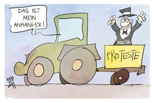 Cartoon: Bauernproteste (medium) by Kostas Koufogiorgos tagged karikatur,koufogiorgos,anhänger,bauer,traktor,protest,politik,karikatur,koufogiorgos,anhänger,bauer,traktor,protest,politik