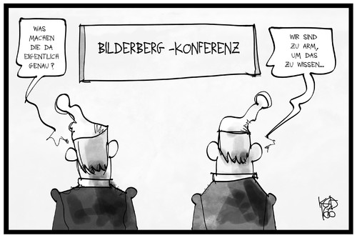 Cartoon: Bilderberg-Konferenz (medium) by Kostas Koufogiorgos tagged karikatur,koufogiorgos,illustration,cartoon,bilderberg,michel,dresden,konferenz,geheim,konspirativ,arm,reich,mächtig,politik,wirtschaft,karikatur,koufogiorgos,illustration,cartoon,bilderberg,michel,dresden,konferenz,geheim,konspirativ,arm,reich,mächtig,politik,wirtschaft