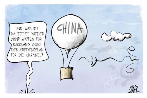 Cartoon: Chinas Pläne (medium) by Kostas Koufogiorgos tagged karikatur,koufogiorgos,ballon,china,friedensplan,waffen,russland,ukraine,karikatur,koufogiorgos,ballon,china,friedensplan,waffen,russland,ukraine
