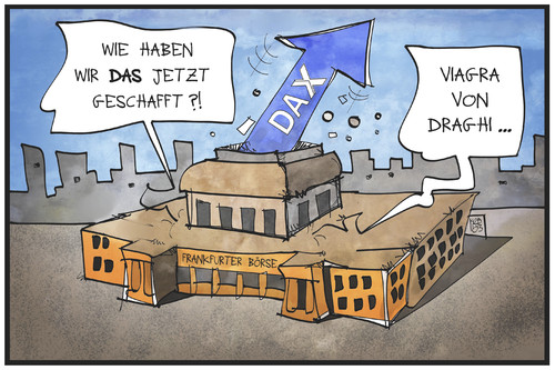 Cartoon: DAX-Rekord (medium) by Kostas Koufogiorgos tagged karikatur,koufogiorgos,illustration,cartoon,dax,boerse,frankfurt,wirtschaft,index,aktienindex,draghi,ezb,kurve,karikatur,koufogiorgos,illustration,cartoon,dax,boerse,frankfurt,wirtschaft,index,aktienindex,viagra,draghi,ezb,kurve