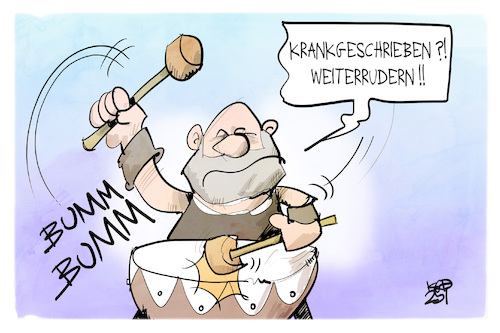 Cartoon: Debatte um den Karenztag (medium) by Kostas Koufogiorgos tagged karikatur,koufogiorgos,karenztag,arbeit,sklave,krankschreibung,karikatur,koufogiorgos,karenztag,arbeit,sklave,krankschreibung