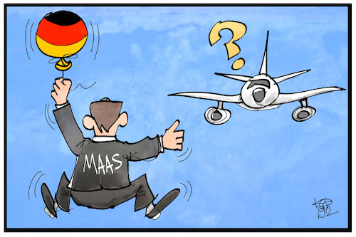 Cartoon: Defekte Flugbereitschaft (medium) by Kostas Koufogiorgos tagged karikatur,koufogiorgos,illustration,cartoon,maas,flugzeug,flugbereitschaft,panne,fliegen,aussenminister,trampen,karikatur,koufogiorgos,illustration,cartoon,maas,flugzeug,flugbereitschaft,panne,fliegen,aussenminister,trampen