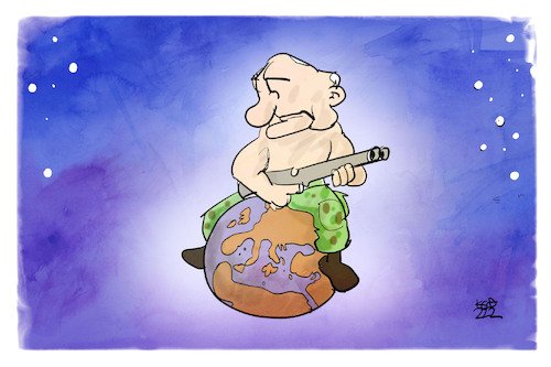 Cartoon: Der apokalyptische Reiter (medium) by Kostas Koufogiorgos tagged karikatur,koufogiorgos,russland,welt,erde,reiter,apokalypse,karikatur,koufogiorgos,russland,welt,erde,reiter,apokalypse