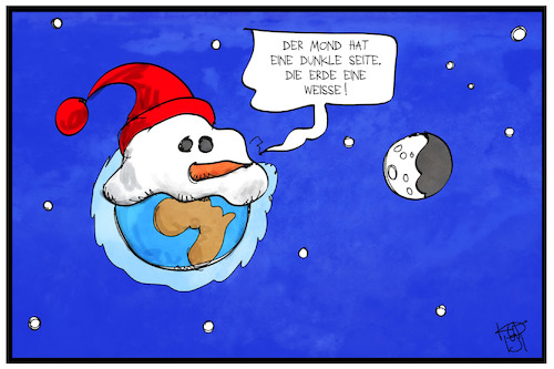 Cartoon: Der weiße Planet (medium) by Kostas Koufogiorgos tagged karikatur,koufogiorgos,illustration,cartoon,schnee,erde,welt,mond,dunkel,hell,schwarz,weiß,weltall,karikatur,koufogiorgos,illustration,cartoon,schnee,erde,welt,mond,dunkel,hell,schwarz,weiß,weltall