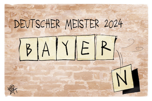 Cartoon: Deutscher Meister 2024 (medium) by Kostas Koufogiorgos tagged karikatur,koufogiorgos,meister,fußball,bayern,bayer,leverkusen,bundesliga,karikatur,koufogiorgos,meister,fußball,bayern,bayer,leverkusen,bundesliga