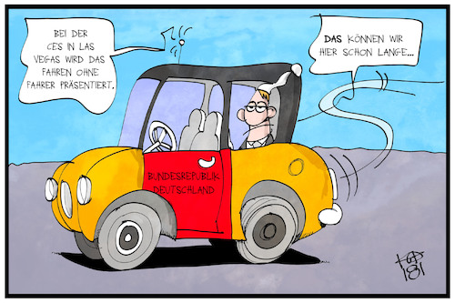 Cartoon: Deutschland ohne Fahrer (medium) by Kostas Koufogiorgos tagged karikatur,koufogiorgos,illustration,fahren,auto,fahrer,smartphone,ces,michel,deutschland,fahrzeug,verkehr,sicherheit,karikatur,koufogiorgos,illustration,fahren,auto,fahrer,smartphone,ces,michel,deutschland,fahrzeug,verkehr,sicherheit