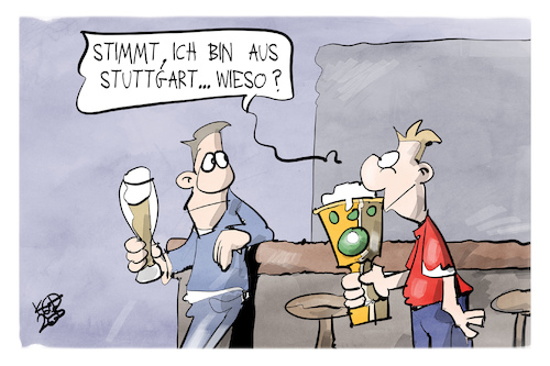Cartoon: DFB-Pokal (medium) by Kostas Koufogiorgos tagged karikatur,koufogiorgos,stuttgart,kneipe,bar,bier,pokal,vfb,dfb,fußball,karikatur,koufogiorgos,stuttgart,kneipe,bar,bier,pokal,vfb,dfb,fußball