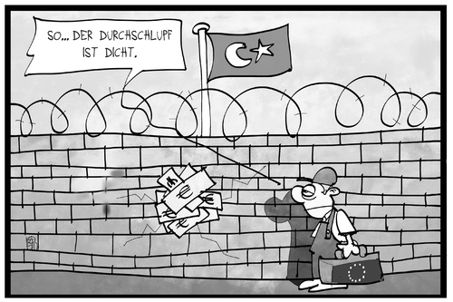 Cartoon: Die Türkei hilft (medium) by Kostas Koufogiorgos tagged karikatur,koufogiorgos,cartoon,flüchtlingskrise,türkei,grenze,grenzzaun,geld,flucht,loch,eu,europa,aussengrenze,politik,durchschlupf,karikatur,koufogiorgos,cartoon,flüchtlingskrise,türkei,grenze,grenzzaun,geld,flucht,loch,eu,europa,aussengrenze,politik,durchschlupf