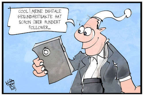 Cartoon: Digitale Gesundheitsakte (medium) by Kostas Koufogiorgos tagged karikatur,koufogiorgos,illustration,cartoon,gesundheitsakte,digital,follower,michel,datenschutz,privat,karikatur,koufogiorgos,illustration,cartoon,gesundheitsakte,digital,follower,michel,datenschutz,privat