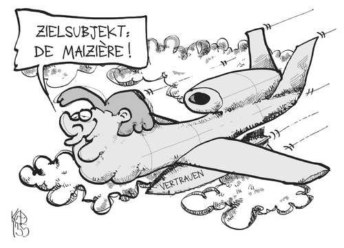 Cartoon: Drohnen-Affäre (medium) by Kostas Koufogiorgos tagged maiziere,merkel,drohne,euro,hawk,militär,rüstung,vertrauen,karikatur,koufogiorgos,maiziere,merkel,drohne,euro,hawk,militär,rüstung,vertrauen,karikatur,koufogiorgos