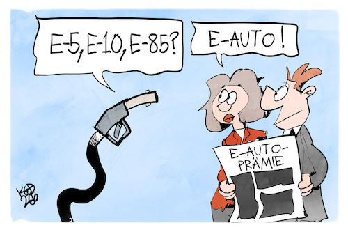 Cartoon: E-Auto-Prämie (medium) by Kostas Koufogiorgos tagged karikatur,koufogiorgos,auto,benzin,elektro,tankstelle,zapfhahn,karikatur,koufogiorgos,auto,benzin,elektro,tankstelle,zapfhahn