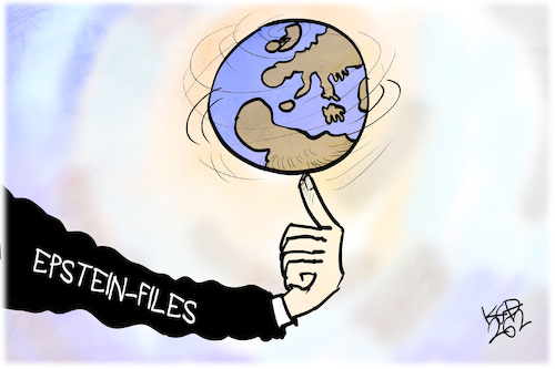 Cartoon: Epstein-Files (medium) by Kostas Koufogiorgos tagged karikatur,koufogiorgos,epstein,files,welt,globus,kriminalität,karikatur,koufogiorgos,epstein,files,welt,globus,kriminalität