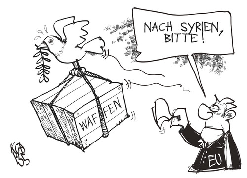 Cartoon: EU-Waffenexporte (medium) by Kostas Koufogiorgos tagged waffen,frieden,krieg,konflikt,eu,embargo,syrien,karikatur,koufogiorgos,waffen,frieden,krieg,konflikt,eu,embargo,syrien,karikatur,koufogiorgos