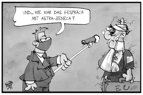 Cartoon: EU vs. Astra-Zeneca (medium) by Kostas Koufogiorgos tagged karikatur,koufogiorgos,illustration,cartoon,eu,astra,zeneca,streit,lieferung,impfstoff,pharmaindustrie,reporter,journalist,vertreter,politik,interview,karikatur,koufogiorgos,illustration,cartoon,eu,astra,zeneca,streit,lieferung,impfstoff,pharmaindustrie,reporter,journalist,vertreter,politik,interview