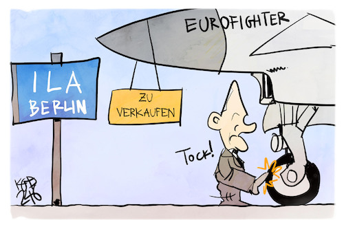 Cartoon: Eurofighter (medium) by Kostas Koufogiorgos tagged karikatur,koufogiorgos,eurofighter,scholz,bundeswehr,reifen,karikatur,koufogiorgos,eurofighter,scholz,bundeswehr,reifen