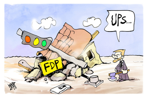 Cartoon: FDP (medium) by Kostas Koufogiorgos tagged karikatur,koufogiorgos,fdp,ampel,haus,ruine,chaos,axt,lindner,karikatur,koufogiorgos,fdp,ampel,haus,ruine,chaos,axt,lindner