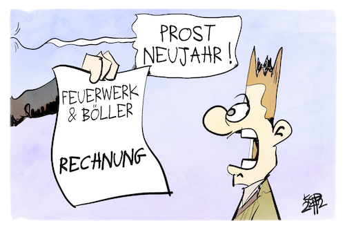 Cartoon: Feuerwerk und Böller (medium) by Kostas Koufogiorgos tagged karikatur,koufogiorgos,silvester,rechnung,feuerwerk,boeller,karikatur,koufogiorgos,silvester,rechnung,feuerwerk,boeller