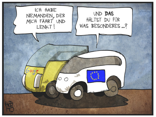 Cartoon: Führungslose Autos (medium) by Kostas Koufogiorgos tagged karikatur,koufogiorgos,illustration,cartoon,auto,fahrzeug,selbstfahrend,google,eu,europa,union,fahrer,lenkung,automobil,verkehr,politik,karikatur,koufogiorgos,illustration,cartoon,auto,fahrzeug,selbstfahrend,google,eu,europa,union,fahrer,lenkung,automobil,verkehr,politik