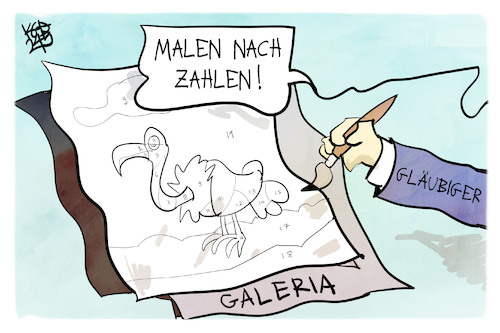 Cartoon: Galeria-Insolvenz (medium) by Kostas Koufogiorgos tagged karikatur,koufogiorgos,galeria,pleite,geier,insolvenz,zeichnung,gläubiger,kaufhaus,einzelhandel,malen,zahlen,karikatur,koufogiorgos,galeria,pleite,geier,insolvenz,zeichnung,gläubiger,kaufhaus,einzelhandel,malen,zahlen