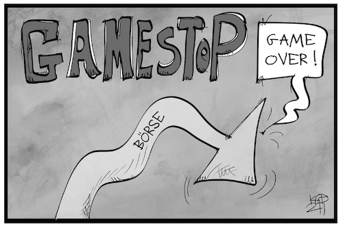 Cartoon: Gamestop (medium) by Kostas Koufogiorgos tagged karikatur,koufogiorgos,illustration,cartoon,gamestop,börse,anleger,zocker,aktie,dax,märkte,wirtschaft,karikatur,koufogiorgos,illustration,cartoon,gamestop,börse,anleger,zocker,aktie,dax,märkte,wirtschaft