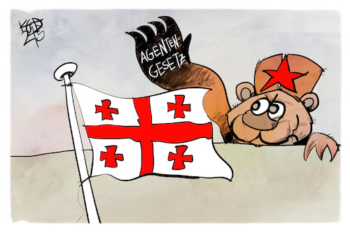 Cartoon: Georgien (medium) by Kostas Koufogiorgos tagged karikatur,koufogiorgos,georgien,agentengesetz,russland,bär,karikatur,koufogiorgos,georgien,agentengesetz,russland,bär