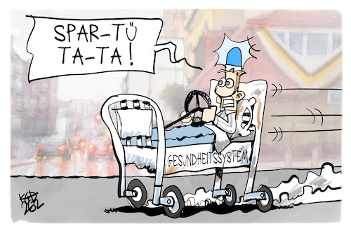 Cartoon: Gesundheitssystem (medium) by Kostas Koufogiorgos tagged karikatur,koufogiorgos,gesundheitssystem,krankenwagen,sparmaßnahmen,patient,krank,karikatur,koufogiorgos,gesundheitssystem,krankenwagen,sparmaßnahmen,patient,krank
