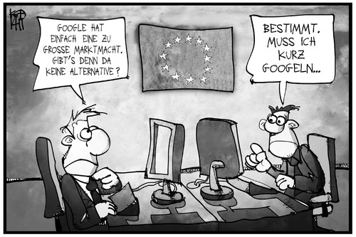 Cartoon: Google (medium) by Kostas Koufogiorgos tagged karikatur,koufogiorgos,illustration,cartoon,eu,abgeordnete,google,marktmacht,alternative,googeln,suchmaschine,büro,europa,internet,monopol,karikatur,koufogiorgos,illustration,cartoon,eu,abgeordnete,google,marktmacht,alternative,googeln,suchmaschine,büro,europa,internet,monopol