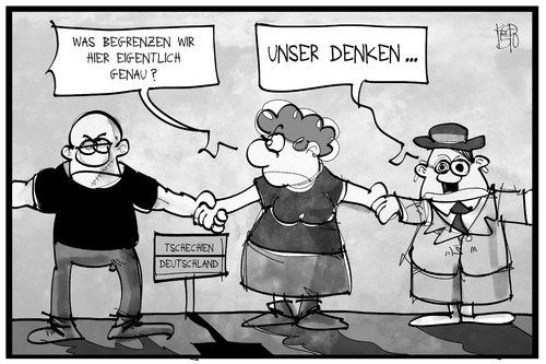 Cartoon: Grenzen (medium) by Kostas Koufogiorgos tagged fremdenfeindlichkeit,rechtsextremismus,menschenkette,bürger,neonazi,skinhead,denken,begrenzt,flüchtlingskrise,flüchtlingspolitik,grenze,pegida,sachsen,cartoon,illustration,koufogiorgos,karikatur,karikatur,koufogiorgos,illustration,cartoon,sachsen,pegida,grenze,flüchtlingspolitik,flüchtlingskrise,begrenzt,denken,skinhead,neonazi,bürger,menschenkette,rechtsextremismus,fremdenfeindlichkeit