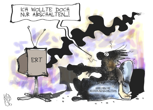 Cartoon: Griechische Regierungskrise (medium) by Kostas Koufogiorgos tagged ert,griechenland,fernsehen,medien,krise,regierung,karikatur,koufogiorgos,ert,griechenland,fernsehen,medien,krise,regierung,karikatur,koufogiorgos