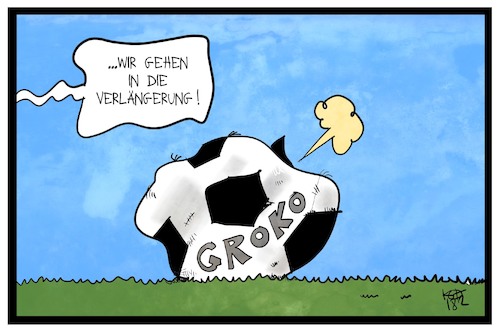 Cartoon: Groko-Verlängerung (medium) by Kostas Koufogiorgos tagged karikatur,koufogiorgos,illustration,cartoon,groko,verhandlung,verlängerung,fussball,luft,leer,kaputt,politik,regierungsbildung,karikatur,koufogiorgos,illustration,cartoon,groko,verhandlung,verlängerung,fussball,luft,leer,kaputt,politik,regierungsbildung