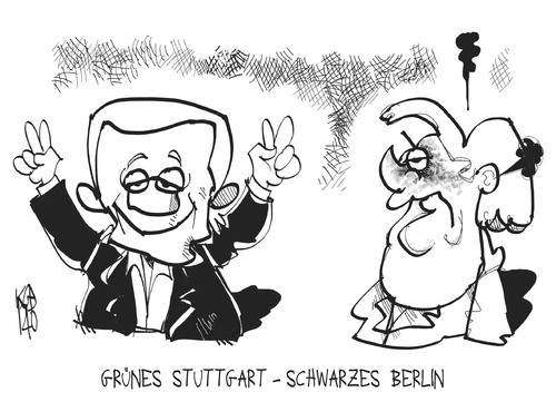 Cartoon: Grünes Stuttgart (medium) by Kostas Koufogiorgos tagged kuhn,merkel,stuttgart,berlin,ob,bürgermeister,wahl,cdu,grüne,politik,karkatur,kostas,koufogiorgos,kuhn,merkel,stuttgart,berlin,ob,bürgermeister,wahl,cdu,grüne,politik,karkatur,kostas,koufogiorgos