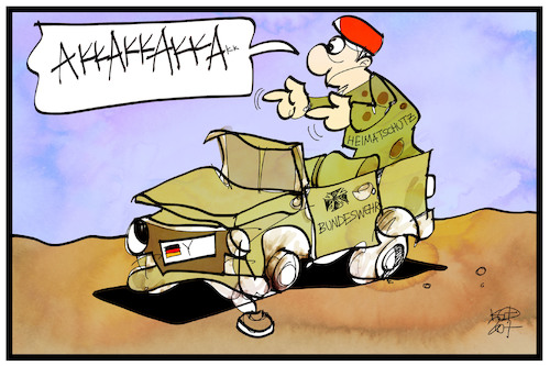 Cartoon: Heimatschutz (medium) by Kostas Koufogiorgos tagged karikatur,koufogiorgos,illustration,cartoon,akk,kramp,karrenbauer,heimatschutz,freiwilligendienst,jugend,militär,bundeswehr,grundausbildung,karikatur,koufogiorgos,illustration,cartoon,akk,kramp,karrenbauer,heimatschutz,freiwilligendienst,jugend,militär,bundeswehr,grundausbildung