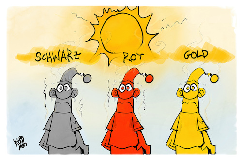 Cartoon: Hitzewelle (medium) by Kostas Koufogiorgos tagged karikatur,koufogiorgos,hitzewelle,schwarz,rot,gold,sommer,heiß,wetter,karikatur,koufogiorgos,hitzewelle,schwarz,rot,gold,sommer,heiß,wetter
