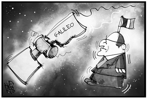 Cartoon: Hollande lost in space (medium) by Kostas Koufogiorgos tagged karikatur,koufogiorgos,illustration,cartoon,hollande,galileo,satellit,frankreich,weltall,weltraum,orientierung,politik,präsident,navigation,karikatur,koufogiorgos,illustration,cartoon,hollande,galileo,satellit,frankreich,weltall,weltraum,orientierung,politik,präsident,navigation