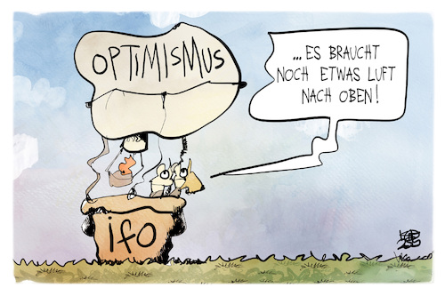 Cartoon: ifo-Index (medium) by Kostas Koufogiorgos tagged karikatur,koufogiorgos,ifo,stimmung,ballon,auftrieb,optimismus,karikatur,koufogiorgos,ifo,stimmung,ballon,auftrieb,optimismus