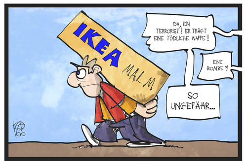 Cartoon: IKEA-Terror (medium) by Kostas Koufogiorgos tagged karikatur,koufogiorgos,illustration,cartoon,ikea,malm,kommoder,rueckruf,tod,tödlich,terrorist,gefahr,bedrohung,möbel,möbelhaus,wirtschaft,karikatur,koufogiorgos,illustration,cartoon,ikea,malm,kommoder,rueckruf,tod,tödlich,terrorist,gefahr,bedrohung,möbel,möbelhaus,wirtschaft