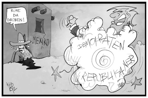 Cartoon: Impeachment (medium) by Kostas Koufogiorgos tagged karikatur,koufogiorgos,illustration,cartoon,trump,streit,mexiko,nachbar,mauer,demokraten,republikaner,impeachment,präsident,usa,karikatur,koufogiorgos,illustration,cartoon,trump,streit,mexiko,nachbar,mauer,demokraten,republikaner,impeachment,präsident,usa