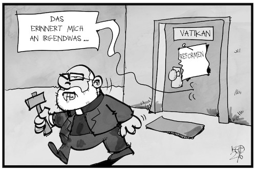 Cartoon: Kardinal Marx (medium) by Kostas Koufogiorgos tagged karikatur,koufogiorgos,illustration,cartoon,marx,kardinal,papst,vatikan,thesen,luther,reformen,kirche,katholisch,karikatur,koufogiorgos,illustration,cartoon,marx,kardinal,papst,vatikan,thesen,luther,reformen,kirche,katholisch